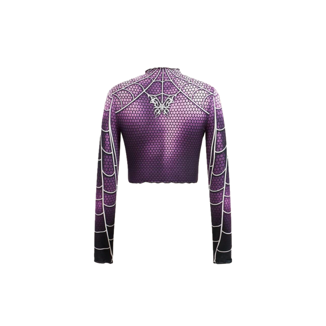 Global Spider Y2K Web Crop Top - PINK