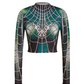 Global Spider Y2K Web Crop Top - GREEN
