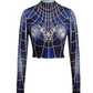 Global Spider Y2K Web Crop Top - BLUE