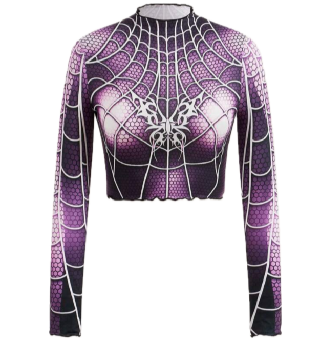 Global Spider Y2K Web Crop Top - PINK