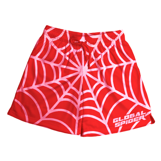 GLOBAL SPIDER WEB SHORTS - RED