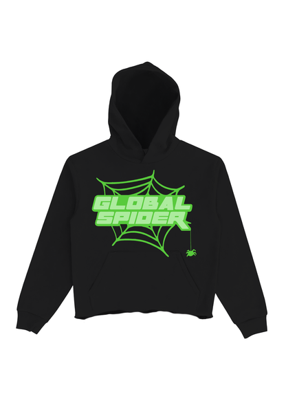 GLOBAL SPIDER PUFF PRINT HOODIE - BLACK